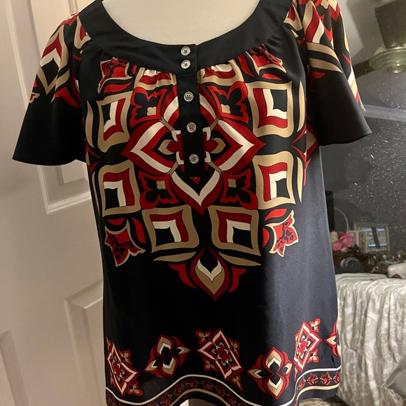 Michael Michael Kors Navy print silk top Medium - Picture 6 of 12